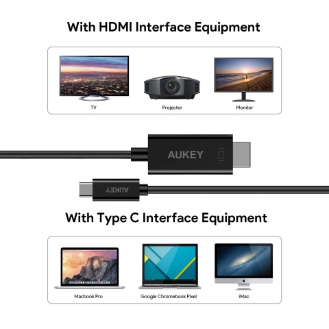 AUKEY Cavo USB C a HDMI 4K 1.8m Cavo HDMI Supporta UHD 1080p